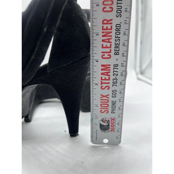 9.5 Gianni Bini Black Glittery Strap Sandal 4” High Heel Open Toe Platform Sling - Picture 7 of 7